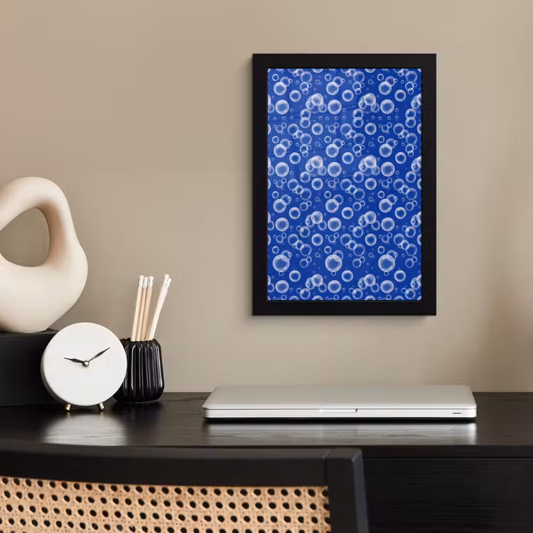 Poster met lijst - Bubbels - Patroon - Blauw — 3