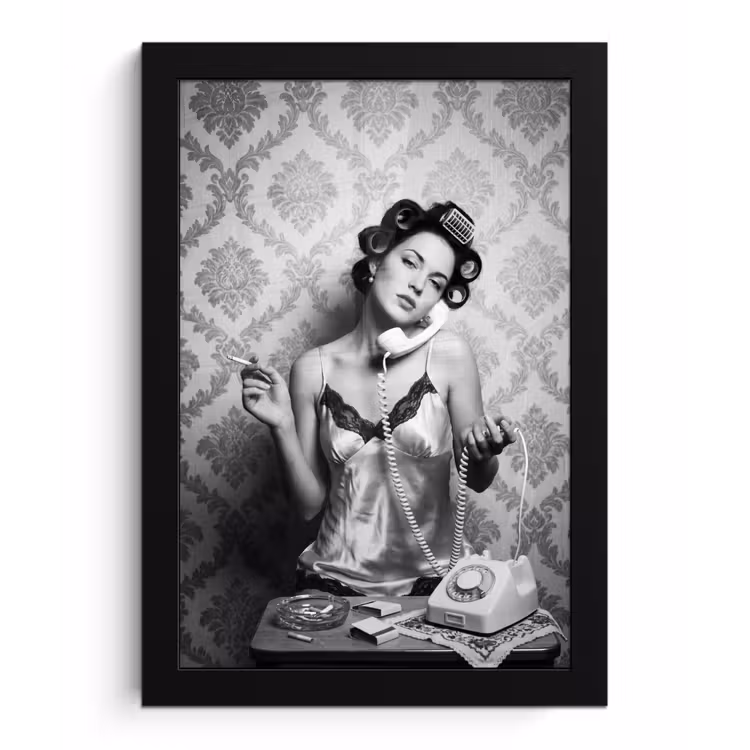 Poster met lijst - Chic - Vrouw - Zwart - Wit — 1