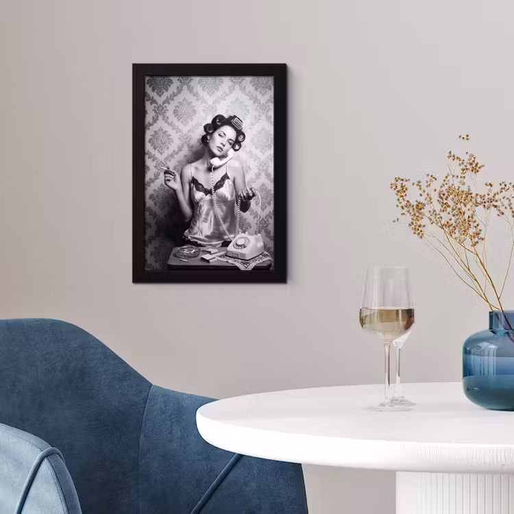 Poster met lijst - Chic - Vrouw - Zwart - Wit — 2