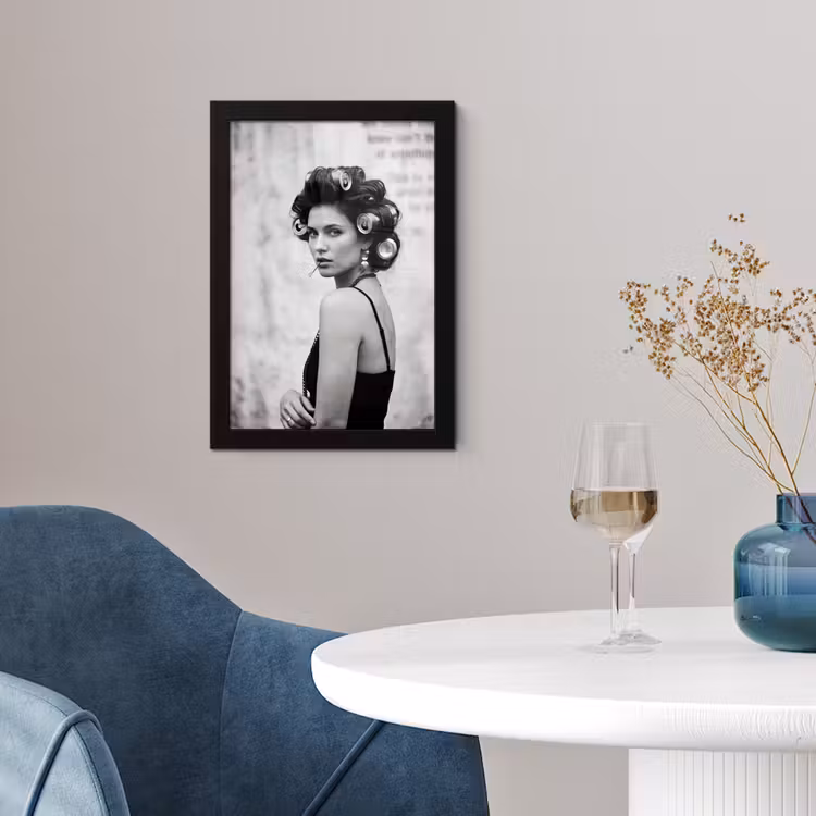 Poster met lijst - Edgy - Vrouw - Zwart - Wit — 2