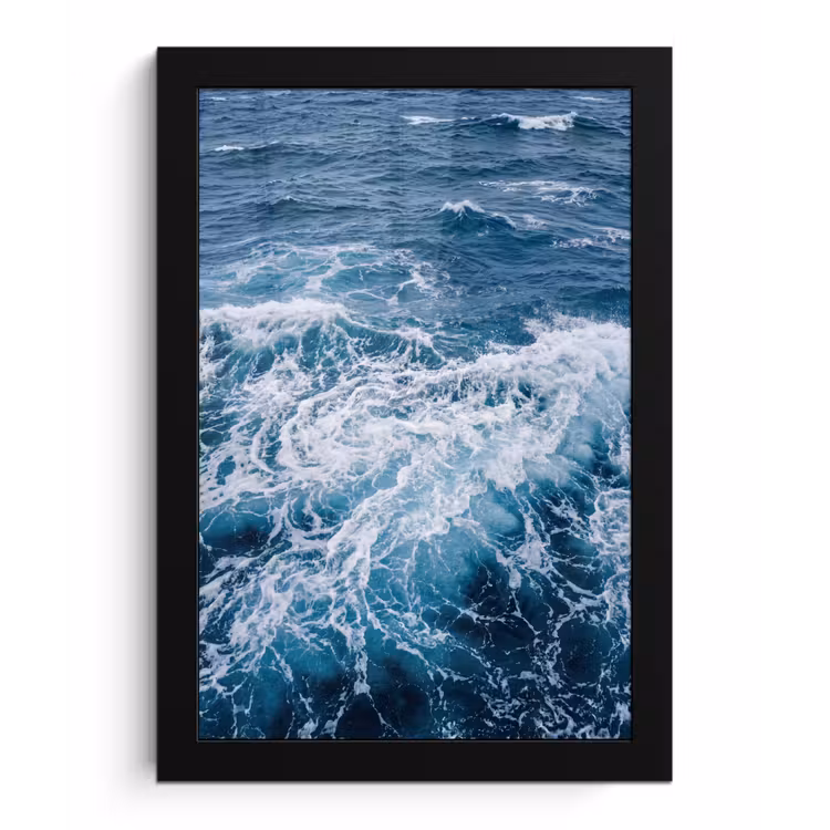 Poster met lijst - Golven - Oceaan - Blauw — 1