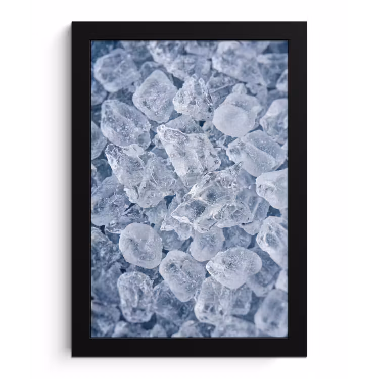 Poster met lijst - Ijsblokjes - Water - Blauw — 1