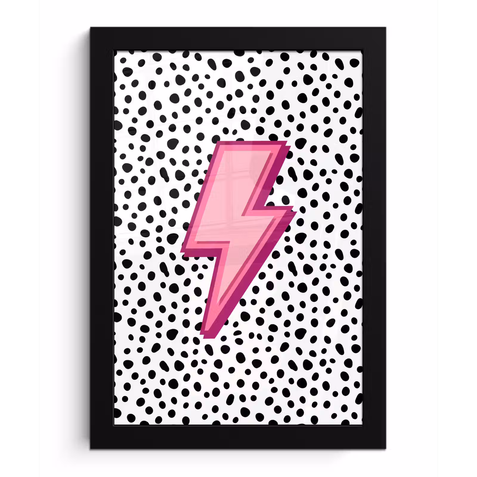 Poster met lijst - Bliksem - Roze - Stippen — 1