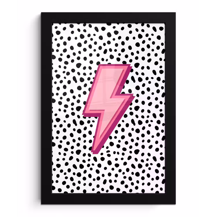 Poster met lijst - Bliksem - Roze - Stippen — 1