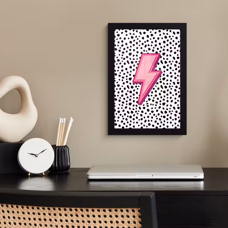 Poster met lijst - Bliksem - Roze - Stippen — 3