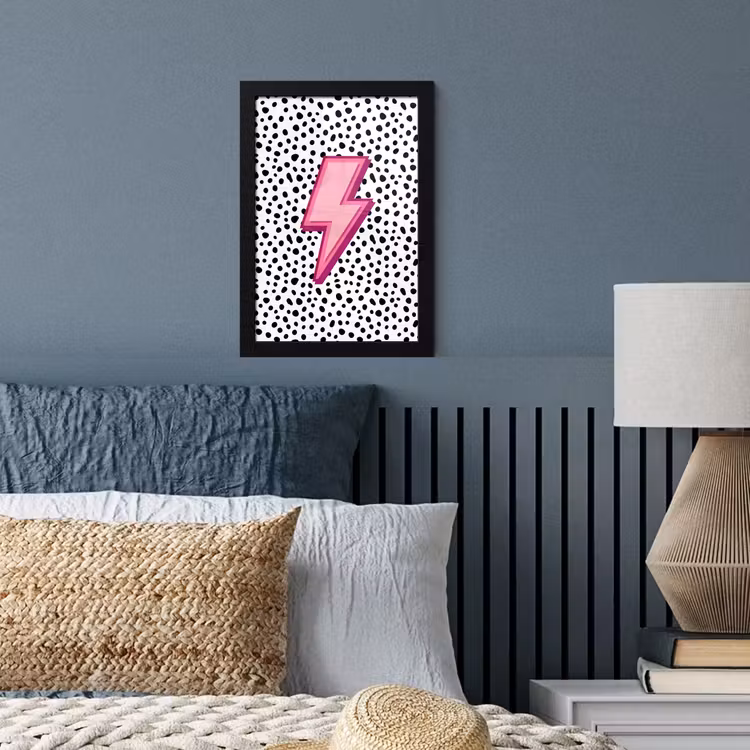 Poster met lijst - Bliksem - Roze - Stippen — 4