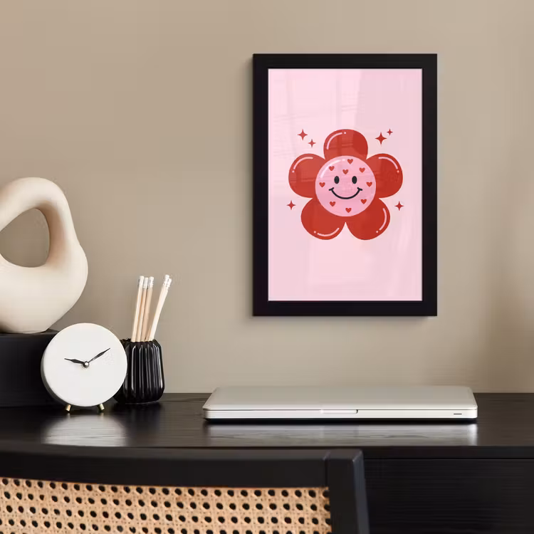Poster met lijst - Bloem - Roze - Hartjes — 3