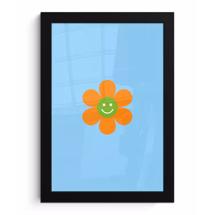 Poster met lijst - Bloem - Smiley - Kleurrijk — 1