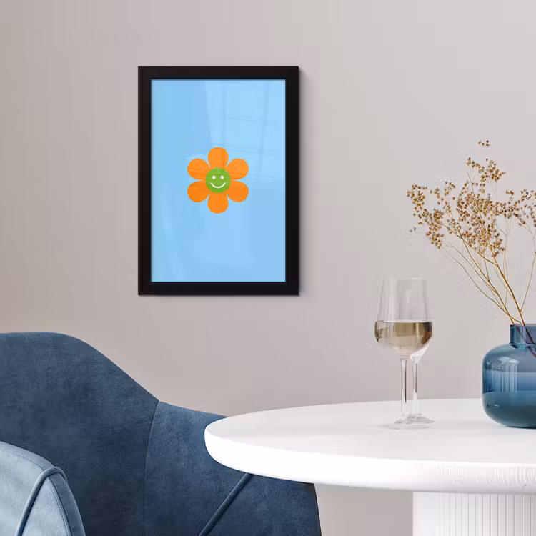 Poster met lijst - Bloem - Smiley - Kleurrijk — 2