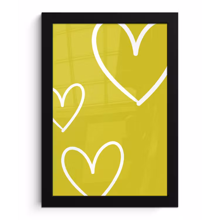 Poster met lijst - Groen - Hartjes - Wit — 1