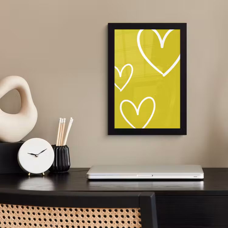 Poster met lijst - Groen - Hartjes - Wit — 3