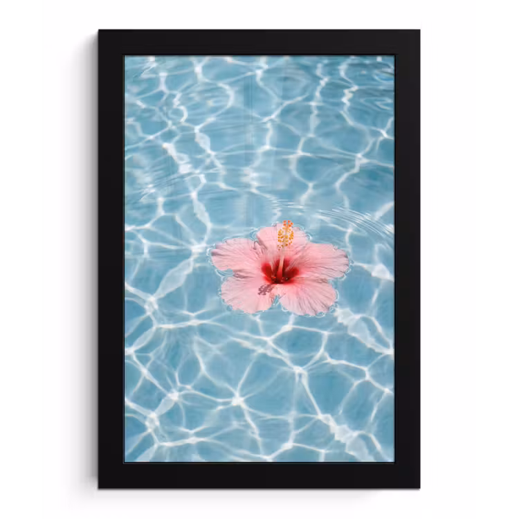 Poster met lijst - Hibiscus - Water - Roze — 1