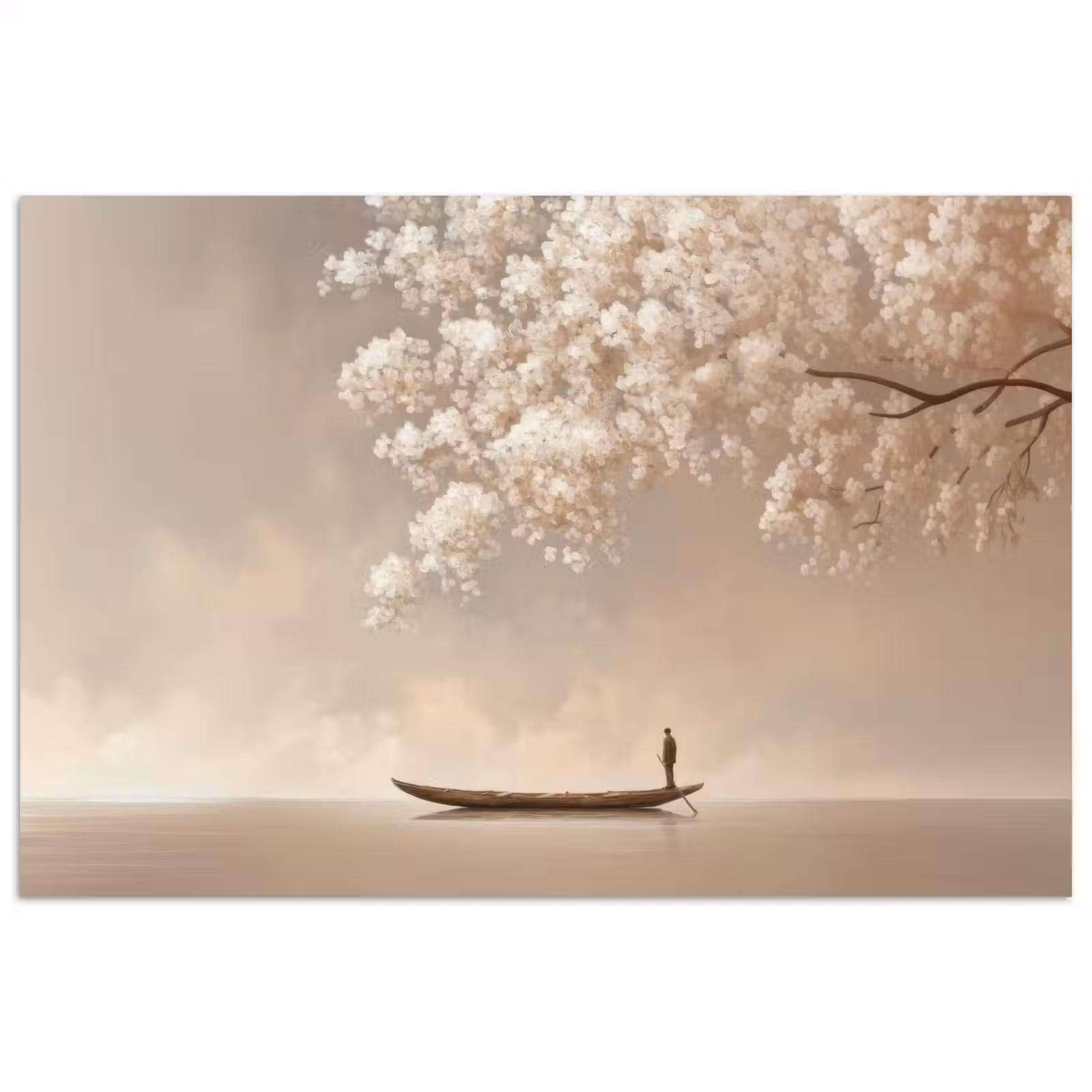 Poster - Bloesems - Wit - Boot - Minimalistisch — 1