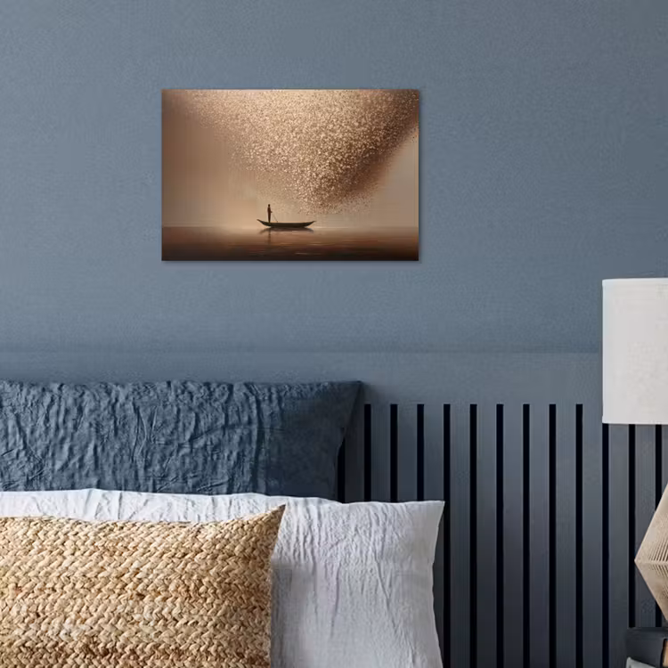 Poster - Bootje - Blaadjes - Goud - Water — 3
