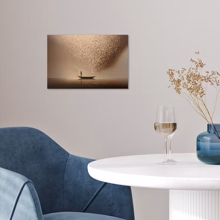 Poster - Bootje - Blaadjes - Goud - Water — 4