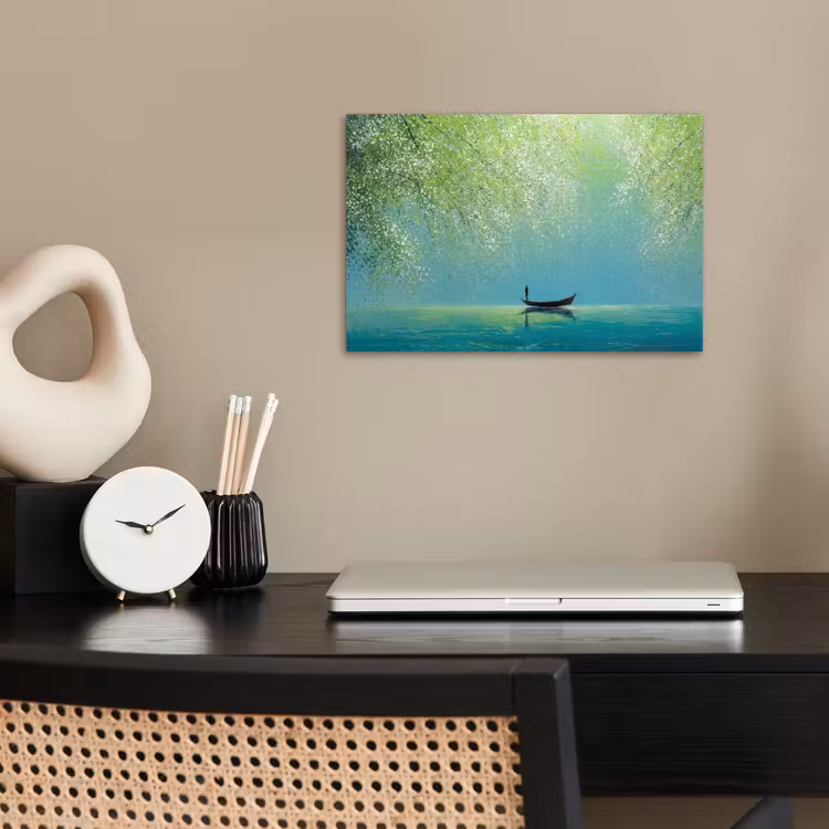 Poster - Bootje - Water - Bladeren - Bloesems — 2