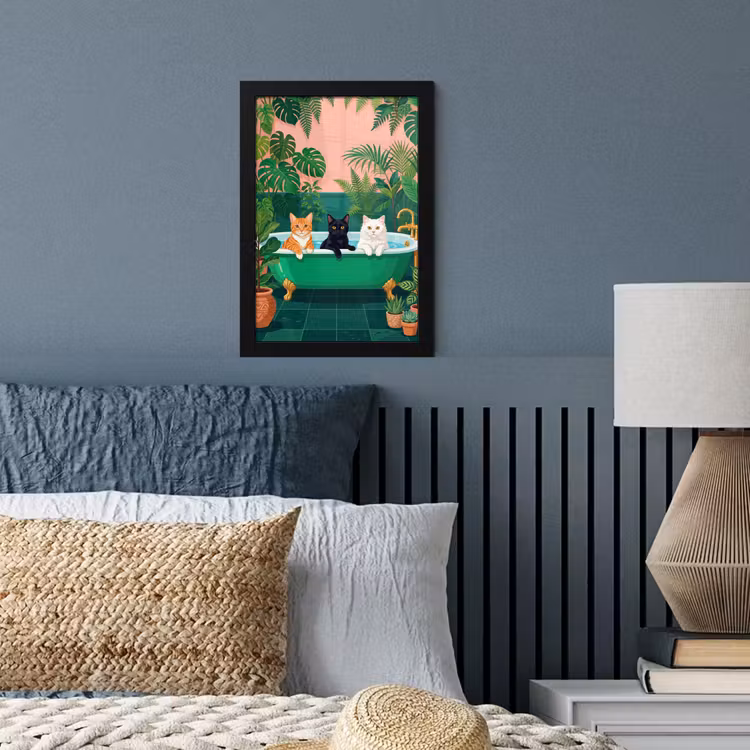 Poster met lijst - Badkamer - Kattenparade - Kleurrijk — 4