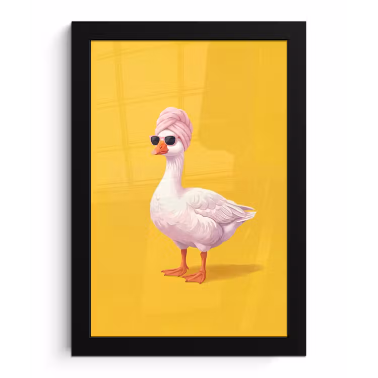 Poster met lijst - Eend - Zonnebril - Geel — 1
