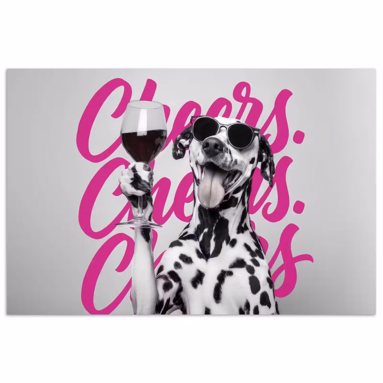 Poster - Cheers - Hond - Roze - Wijn — 1