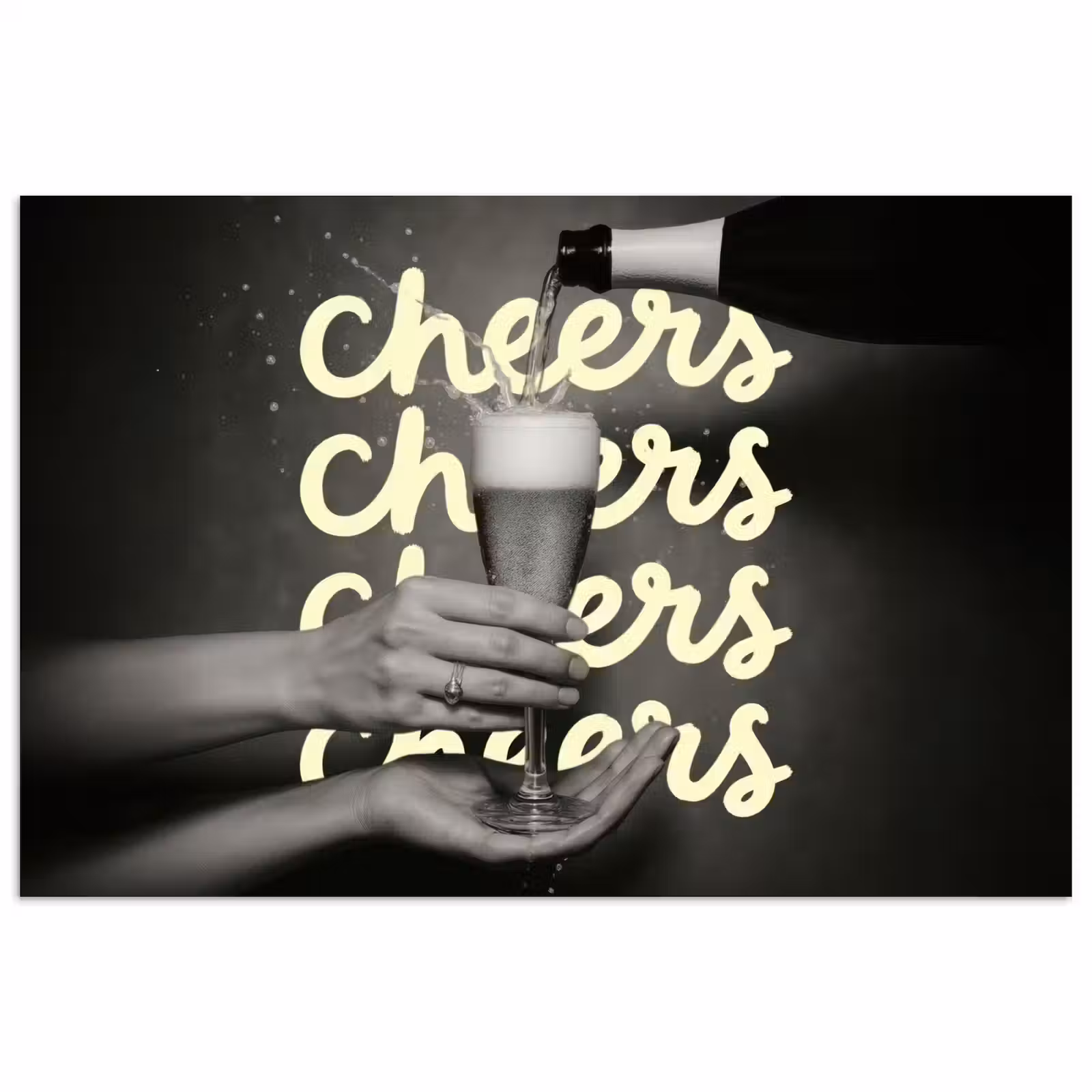 Poster - Cheers - Wijn - Zwart - Wit — 1