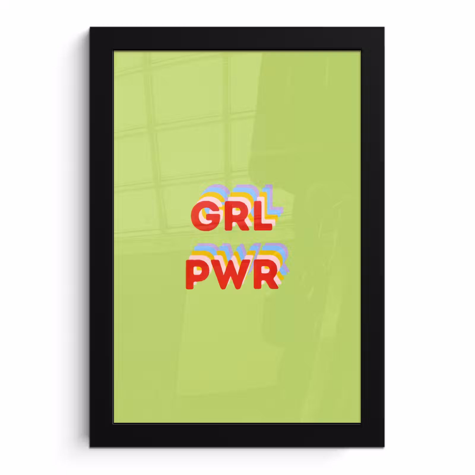 Poster met lijst - Grl pwr - Groen - Rood - 3D — 1