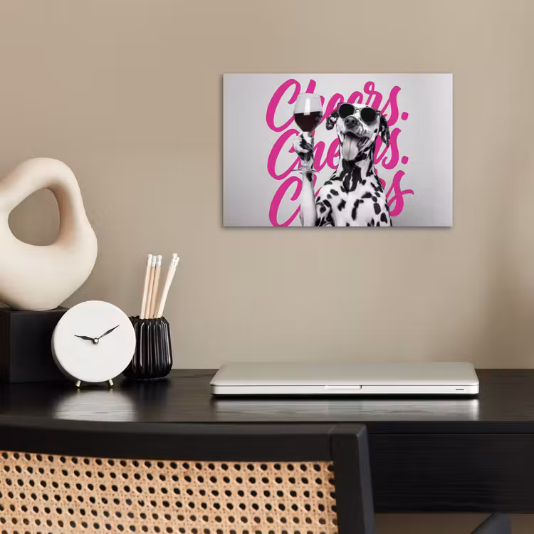 Poster - Cheers - Hond - Roze - Wijn — 2