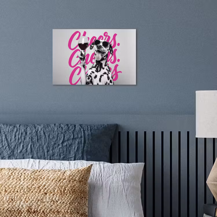 Poster - Cheers - Hond - Roze - Wijn — 3