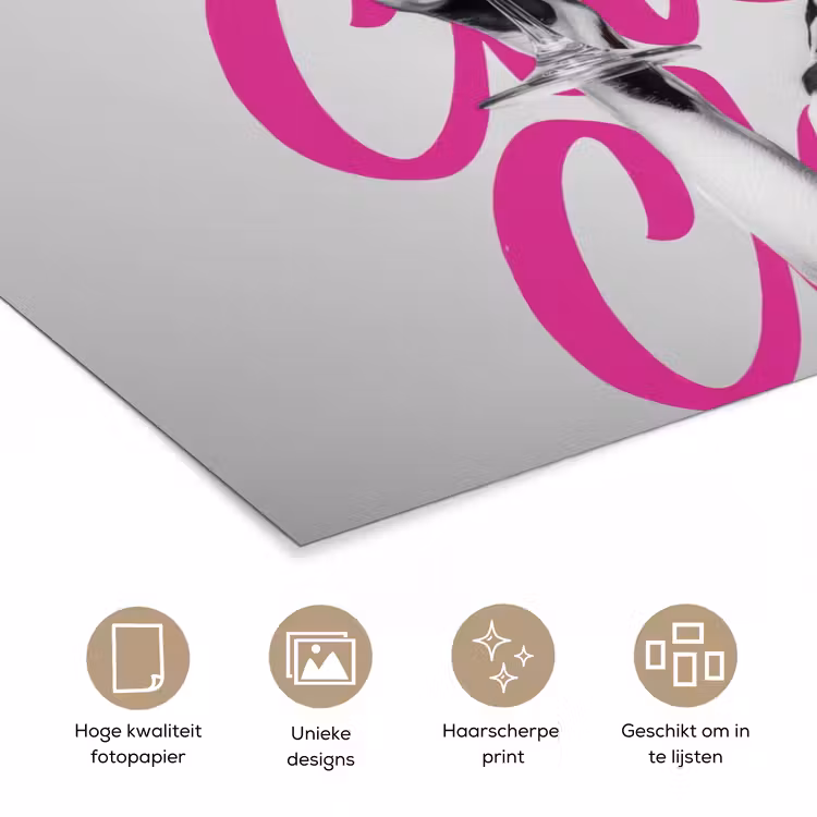 Poster - Cheers - Hond - Roze - Wijn — 5