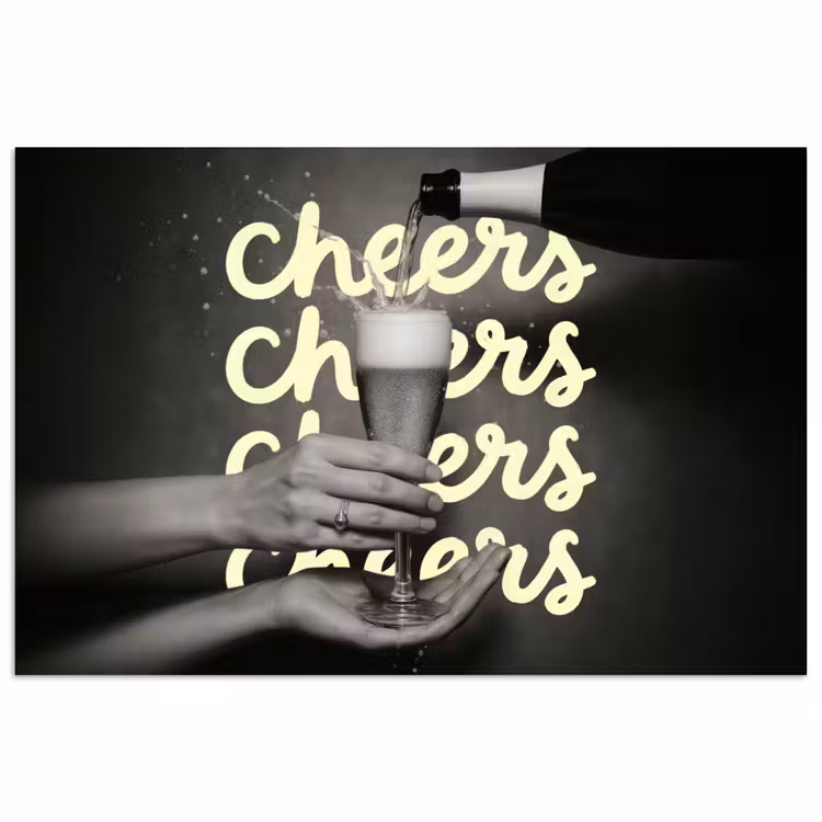 Poster - Cheers - Wijn - Zwart - Wit — 1