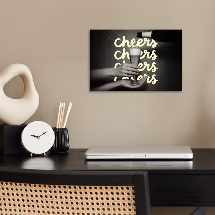 Poster - Cheers - Wijn - Zwart - Wit — 2