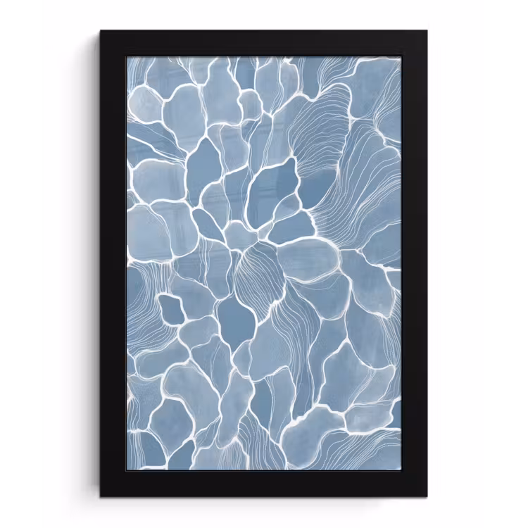 Poster met lijst - Abstract - Blauw - Bladeren — 1