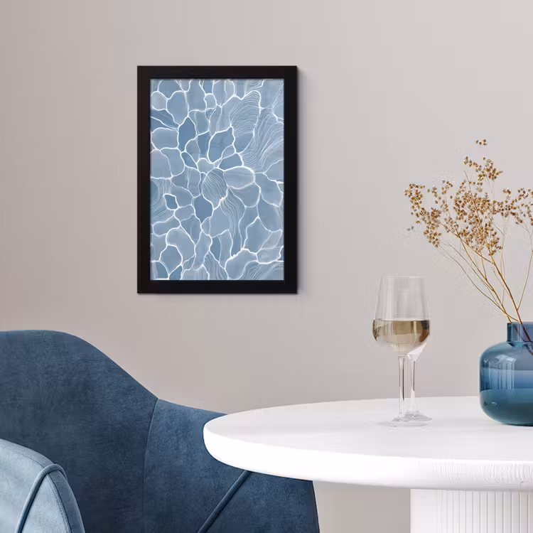 Poster met lijst - Abstract - Blauw - Bladeren — 2
