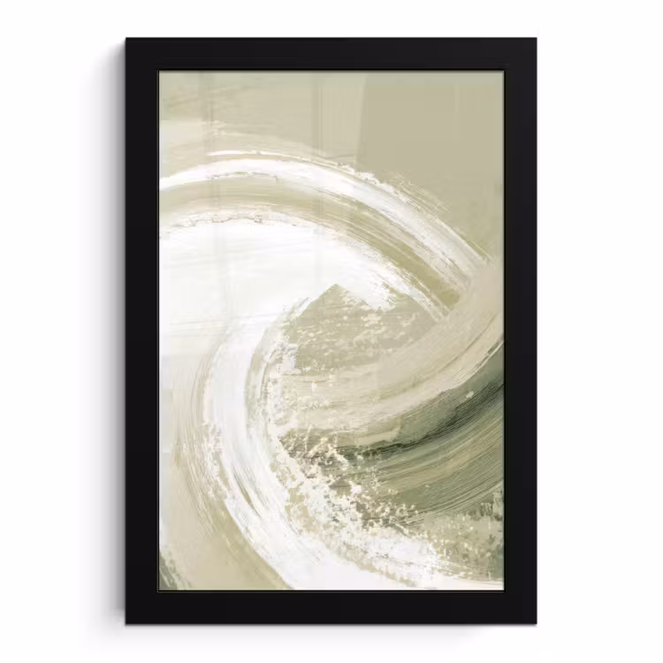Poster met lijst - Abstract - Penseelstreken - Golven - Groen — 1