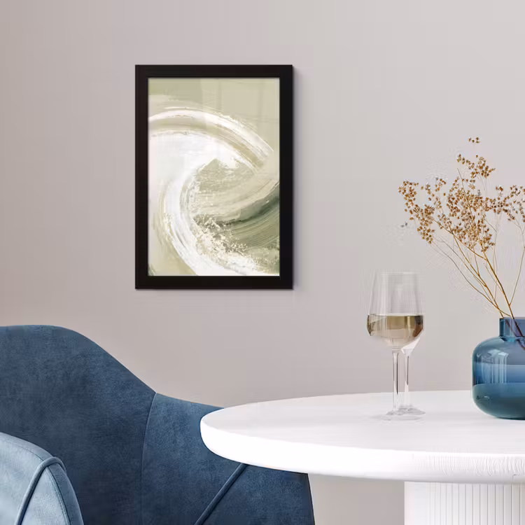 Poster met lijst - Abstract - Penseelstreken - Golven - Groen — 2