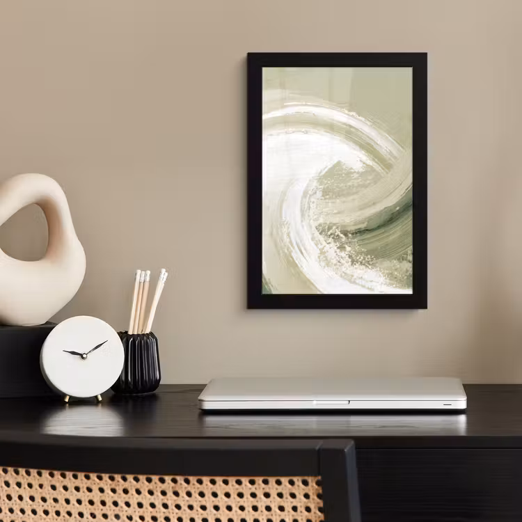 Poster met lijst - Abstract - Penseelstreken - Golven - Groen — 3