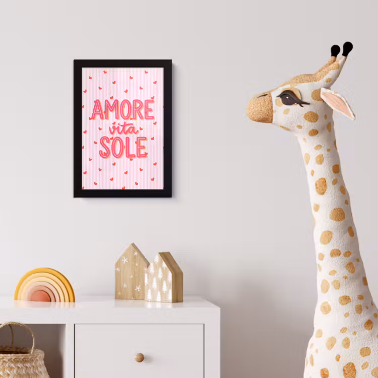 Poster met lijst - Amore vita sole - Roze - Hartjes — 5