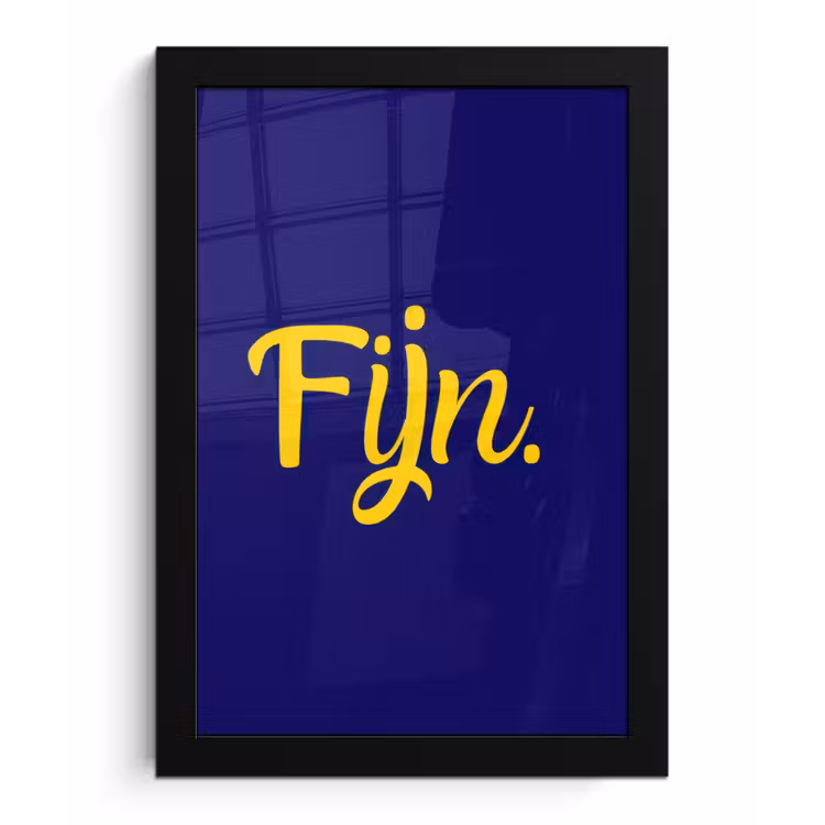 Poster met lijst - Blauw - Geel - Fijn — 1