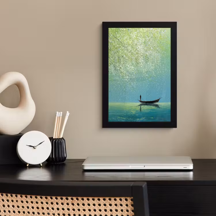 Poster met lijst - Bootje - Water - Bladeren - Bloesems — 3