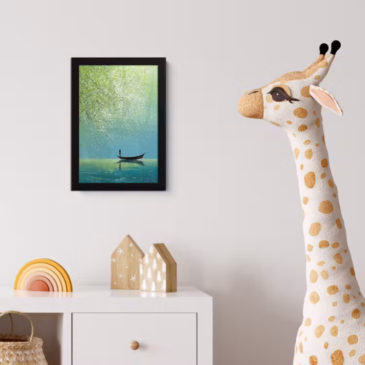 Poster met lijst - Bootje - Water - Bladeren - Bloesems — 5