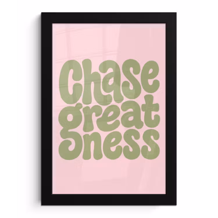 Poster met lijst - Chase greatness - Groen - Roze - Retro — 1