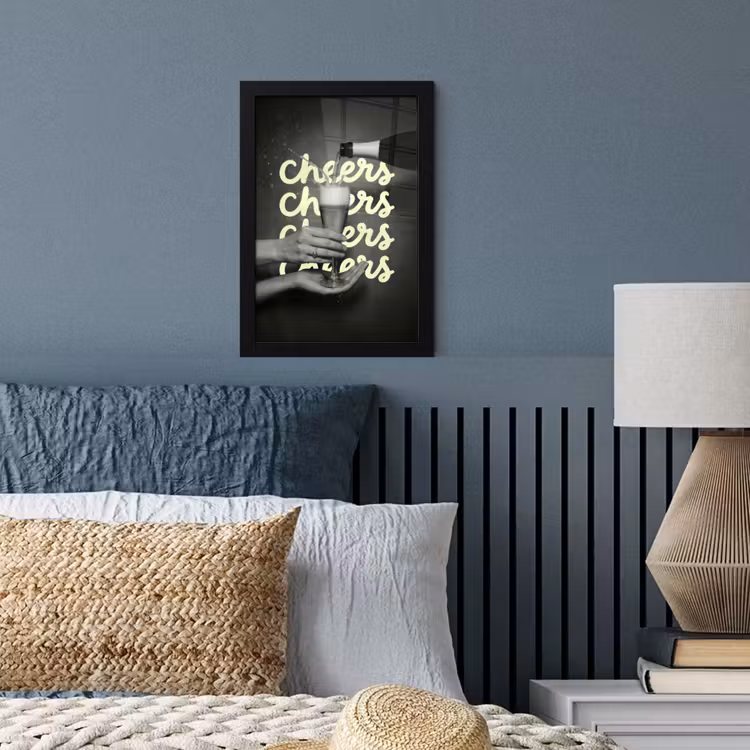 Poster met lijst - Cheers - Wijn - Zwart - Wit — 4