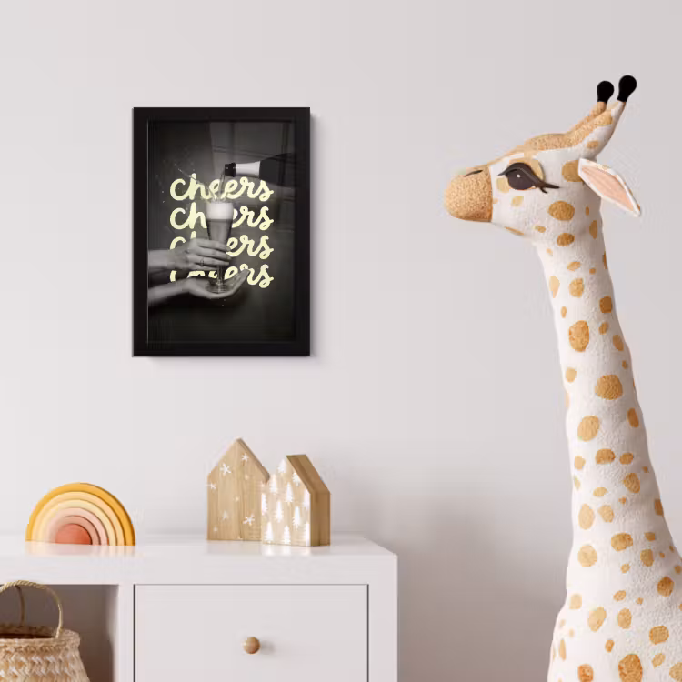Poster met lijst - Cheers - Wijn - Zwart - Wit — 5