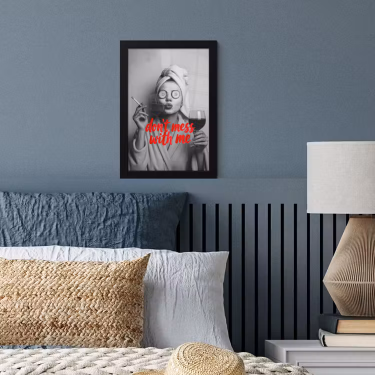 Poster met lijst - Don't mess with me - Wijn - Vrouw - Sigaret — 4