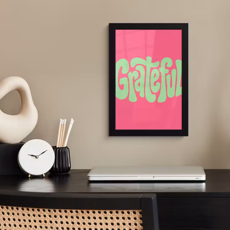 Poster met lijst - Grateful - Groen - Grafisch - Vloeiend — 3