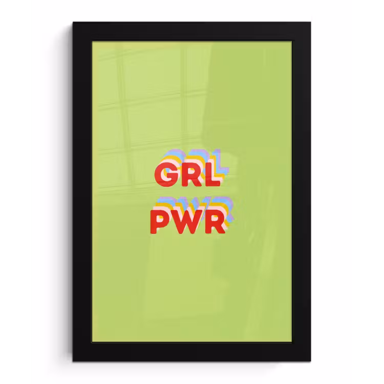 Poster met lijst - Grl pwr - Groen - Rood - 3D — 1