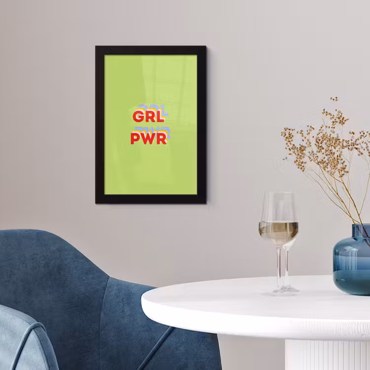 Poster met lijst - Grl pwr - Groen - Rood - 3D — 2
