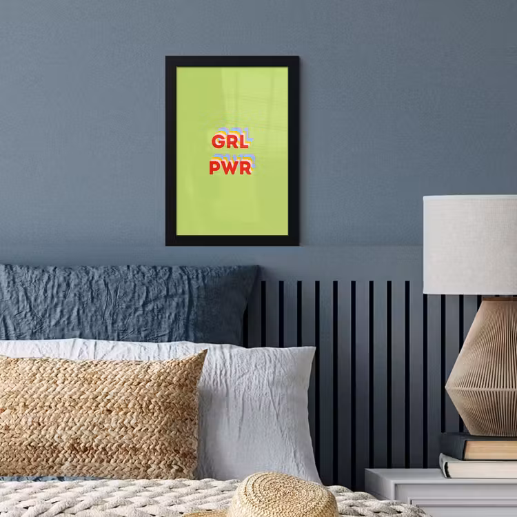 Poster met lijst - Grl pwr - Groen - Rood - 3D — 4