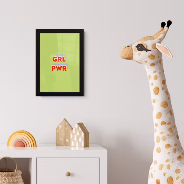 Poster met lijst - Grl pwr - Groen - Rood - 3D — 5