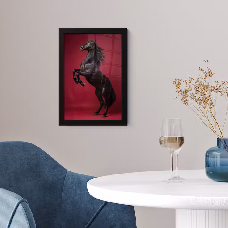 Poster met lijst - Hengst - Steigert - Rood — 2