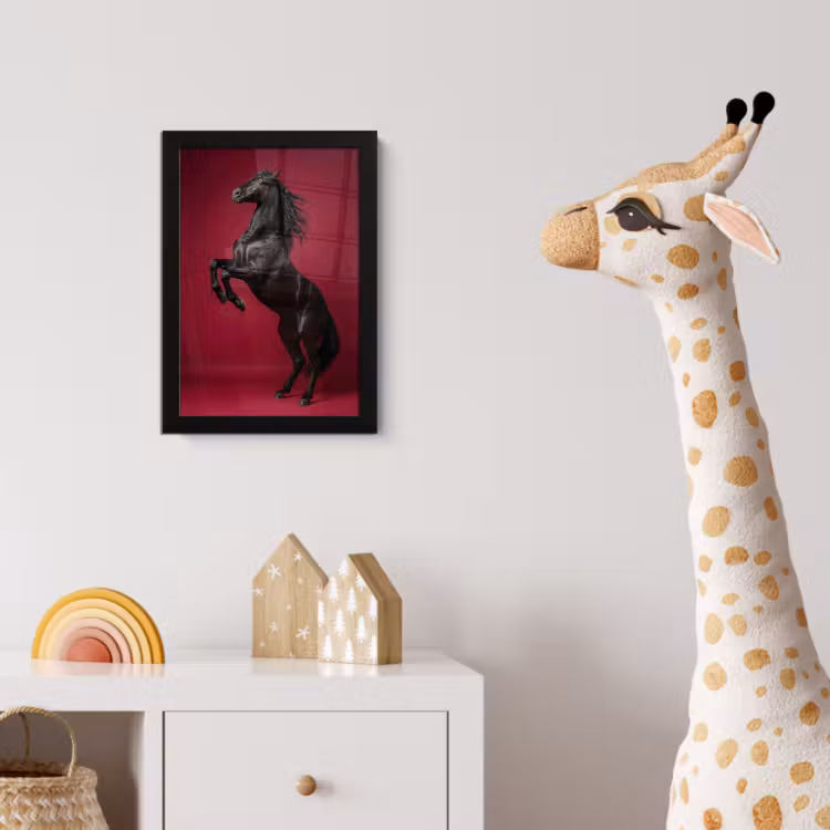 Poster met lijst - Hengst - Steigert - Rood — 5